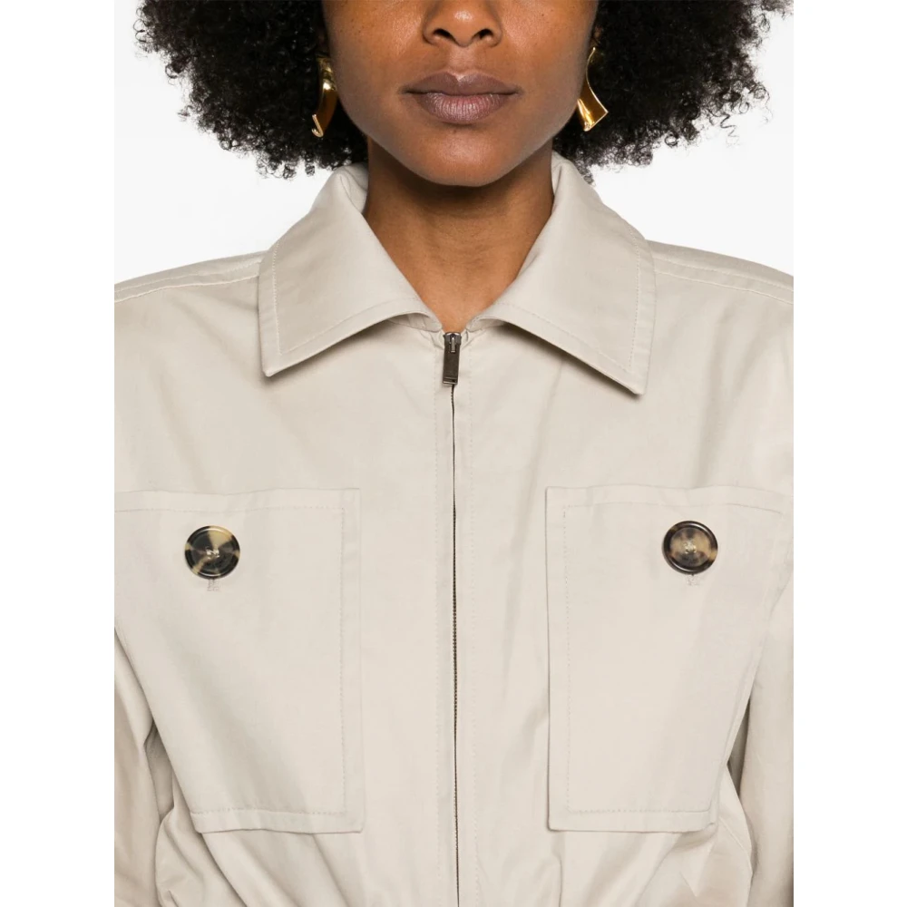 Saint Laurent Beige Clair Twill Jumpsuit met Riem Beige Dames