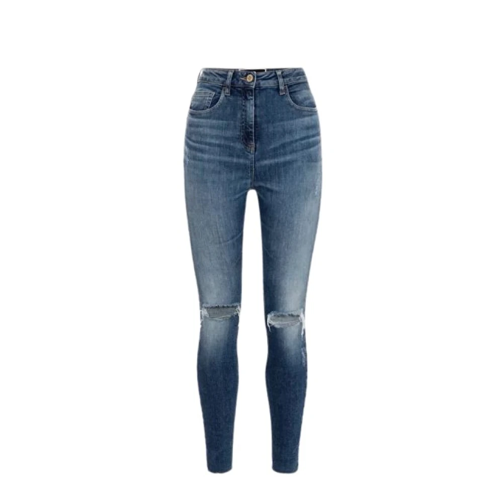 Elisabetta Franchi Blauwe Skinny Jeans met Hoge Taille Blue Dames