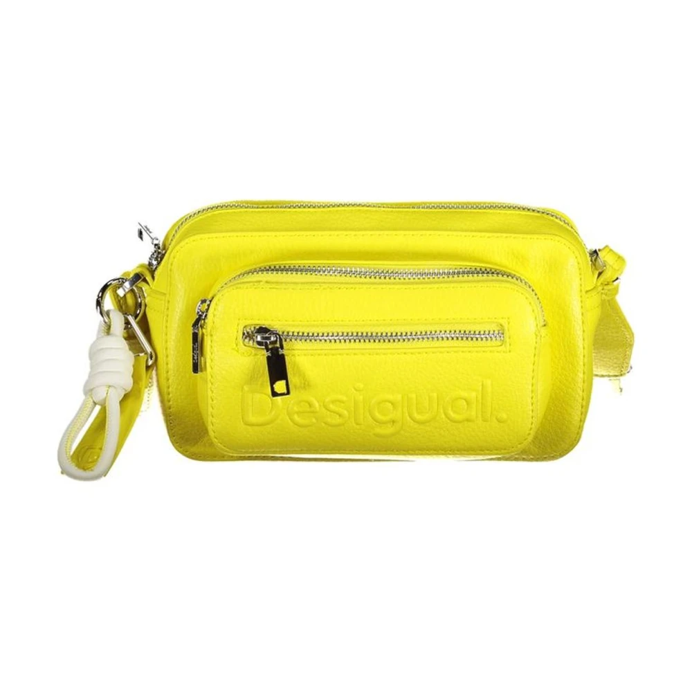 Desigual Gele Polyethyleen Handtas met Meerdere Compartimenten Yellow Dames