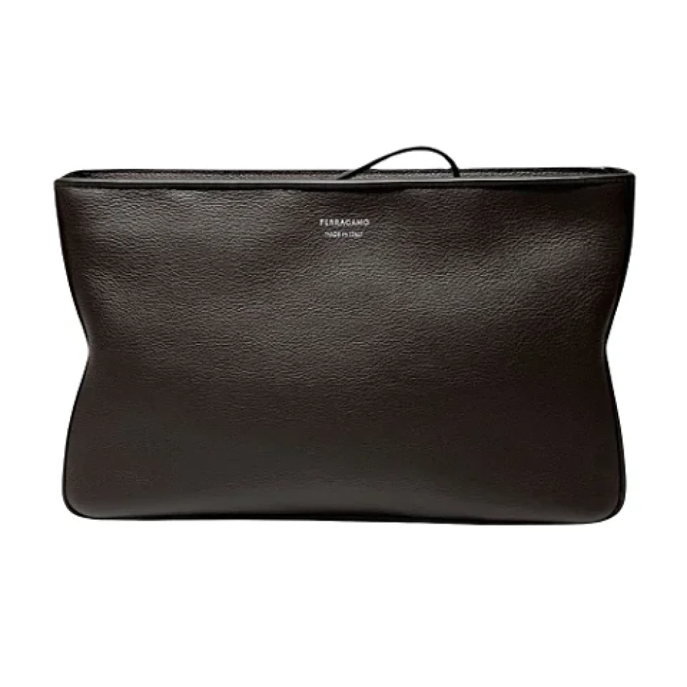 Salvatore Ferragamo Pre-owned Leather clutches Brown Dames