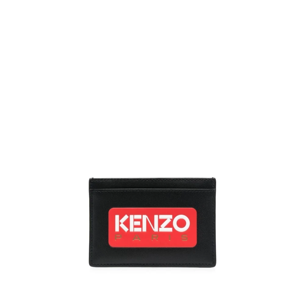 Kenzo Logo-Print Pasjeshouder van Zwart Leer Black Dames