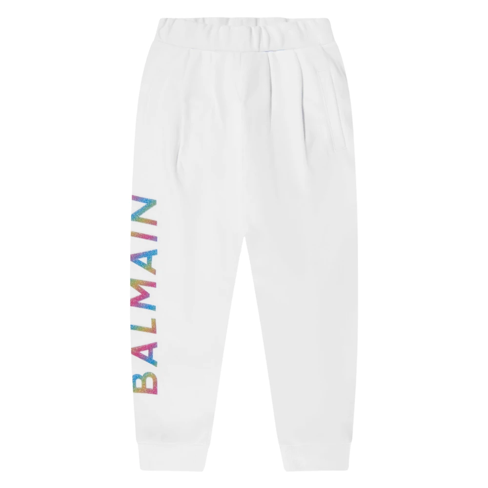 Balmain Girls White Logo Joggers - Sweatpants - 8 Y - Kids