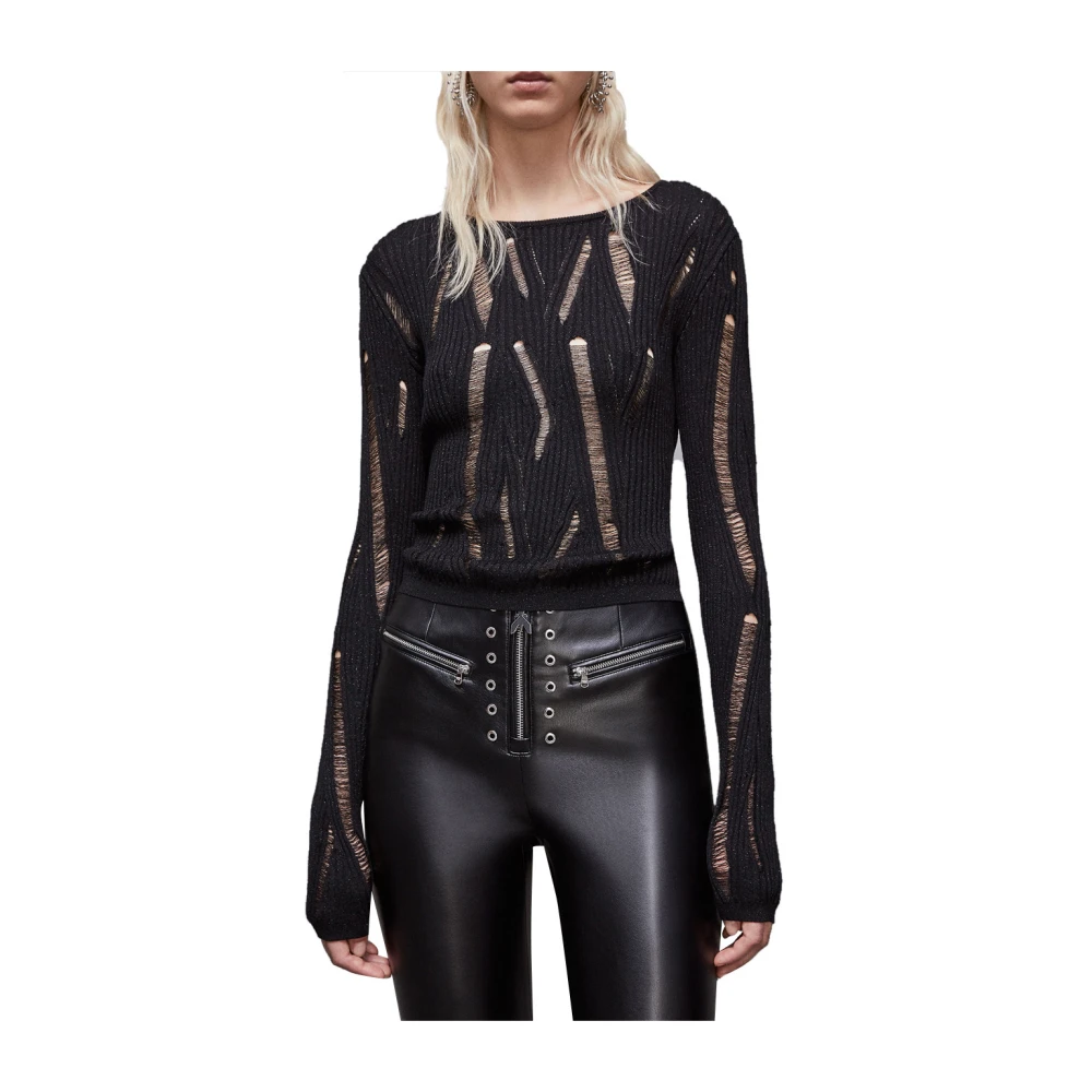 PATRIZIA PEPE Zwarte trui met gescheurde details Black Dames