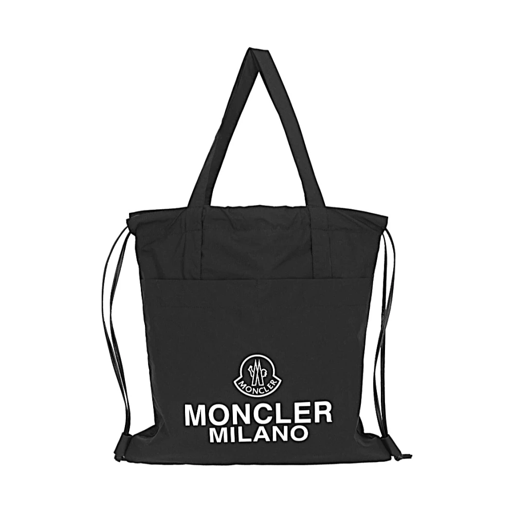 Moncler Zwarte katoenen tote tas met trekkoord Black Heren