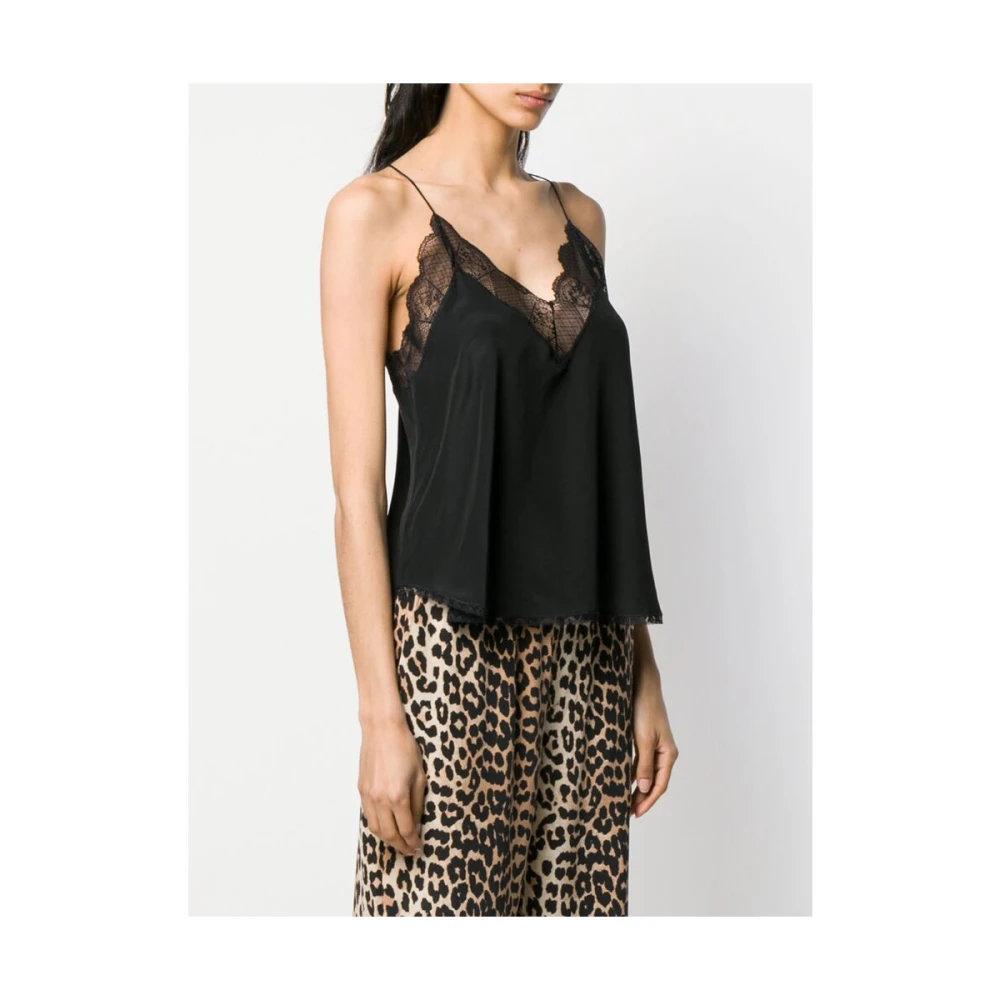 Zadig & Voltaire Zwart Zijden Kant Camisole Top Black Dames