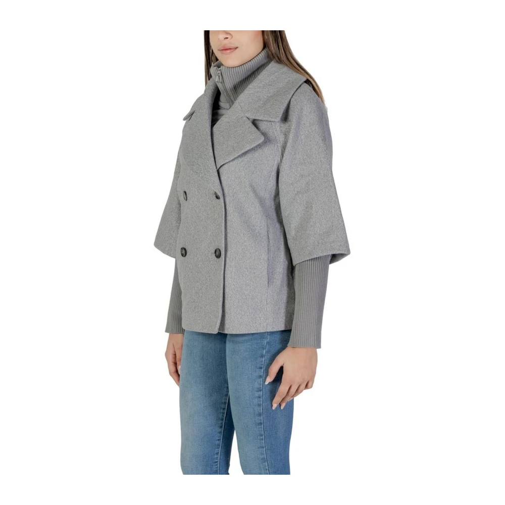 Jacqueline de Yong Grijze Polyester Herfst Winter Damesjas Gray Dames