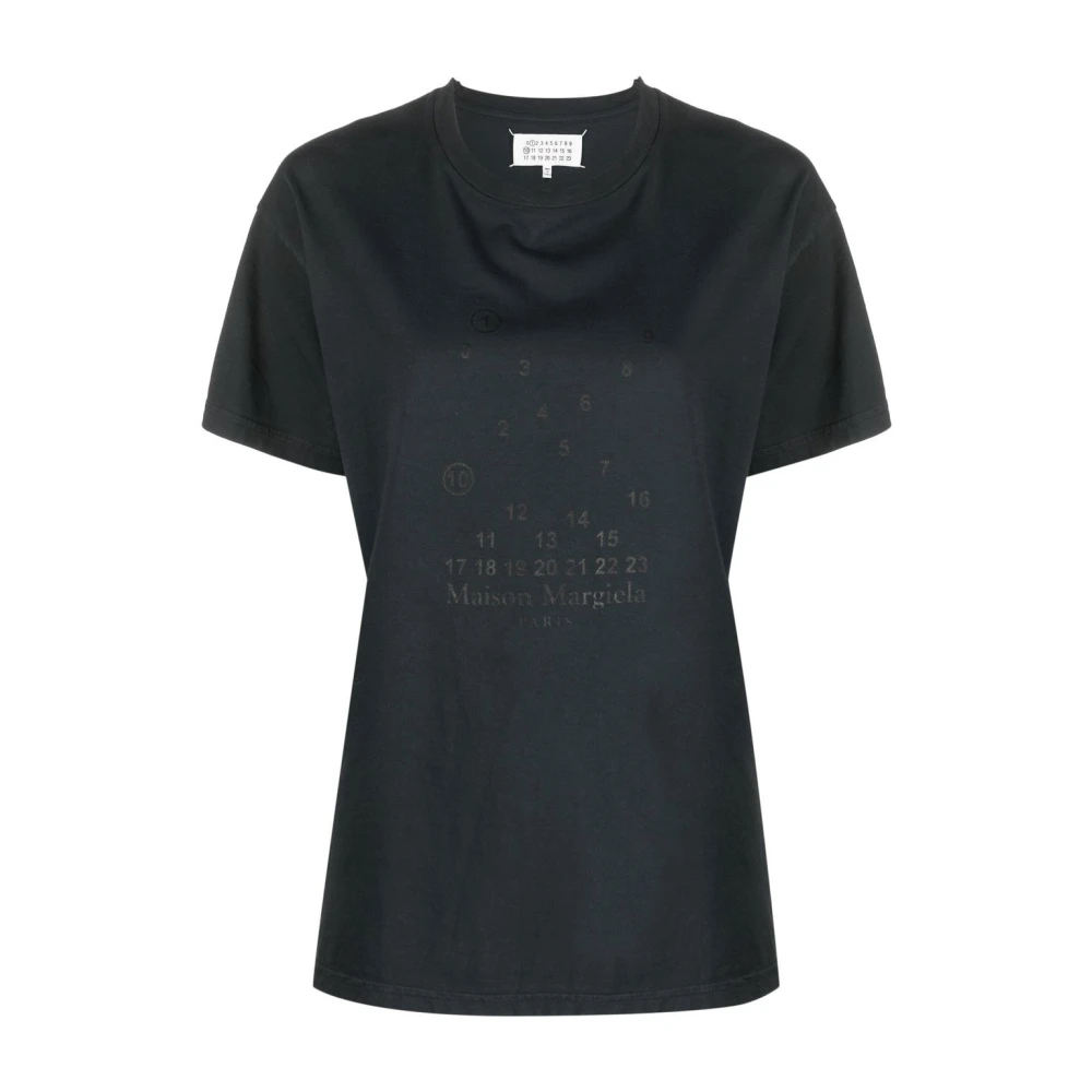 Maison Margiela Zwart Numeric Logo T-Shirt Black Dames