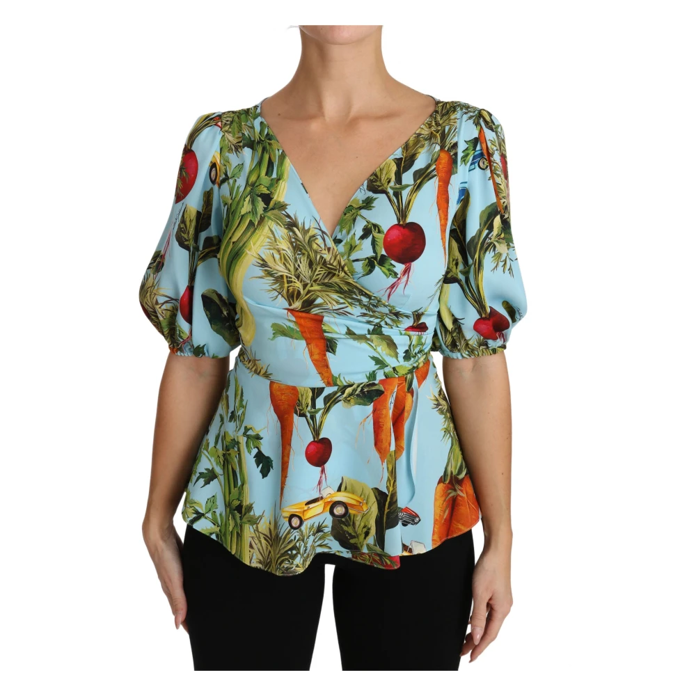 Dolce & Gabbana Extravagante zijden top met gemsedruk Multicolor Dames