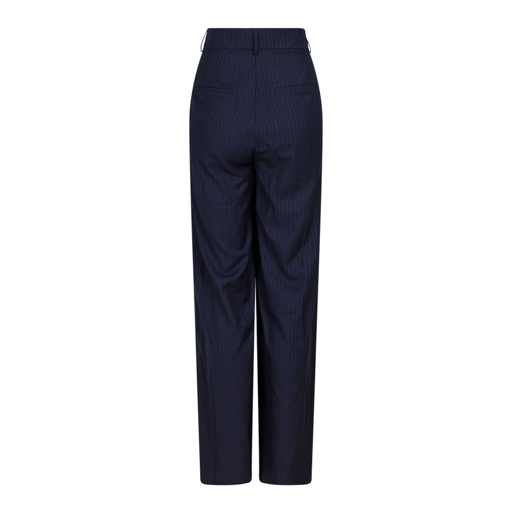 NEO NOIR Pinstripe Wijde Pijp Hoge Taille Broek Blue Dames