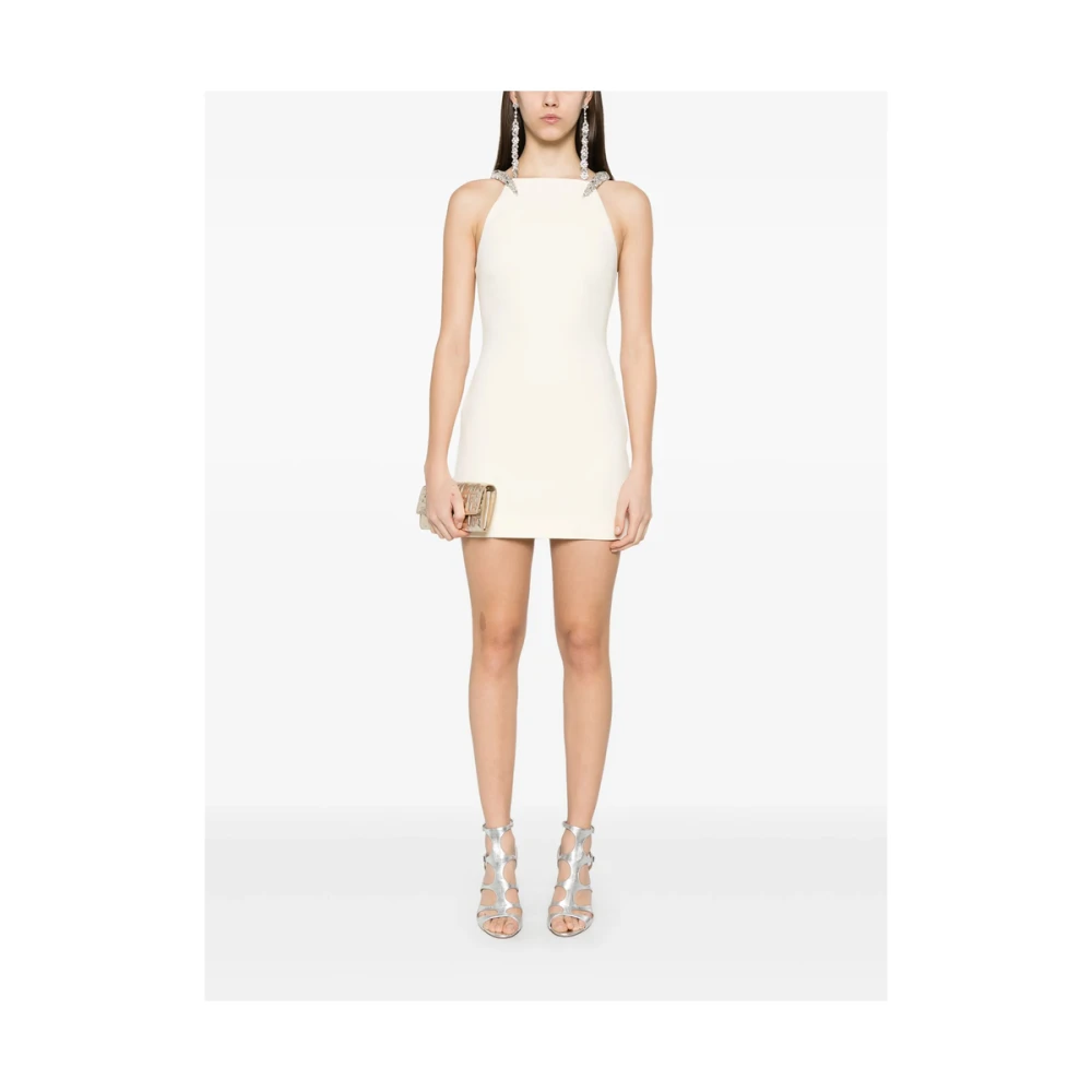 David Koma Vierkante halsmouwloze jurk amandel beige Dames