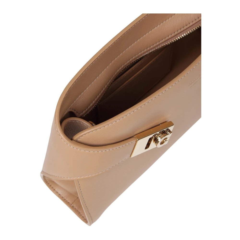 Salvatore Ferragamo Kameel Leren Clutch Tas Beige Dames