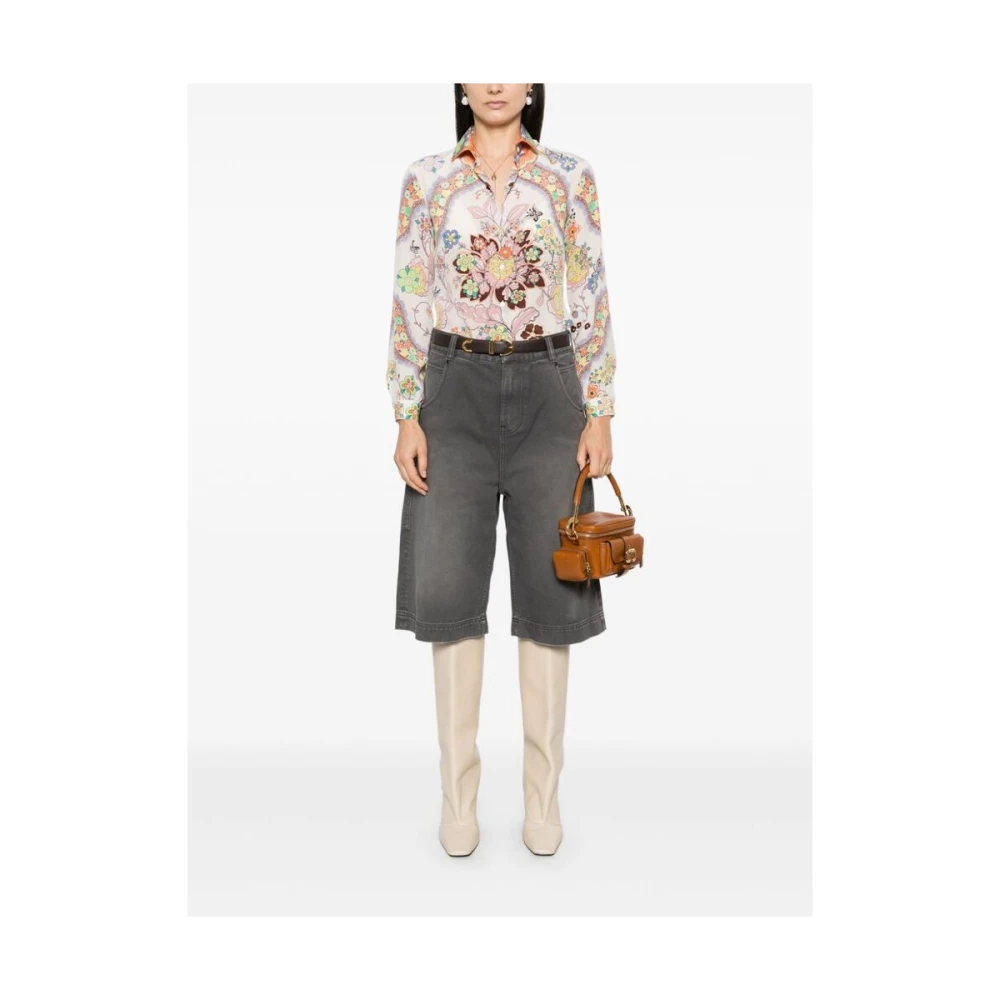 ETRO Beige Overhemd met Korte Mouwen Multicolor Dames