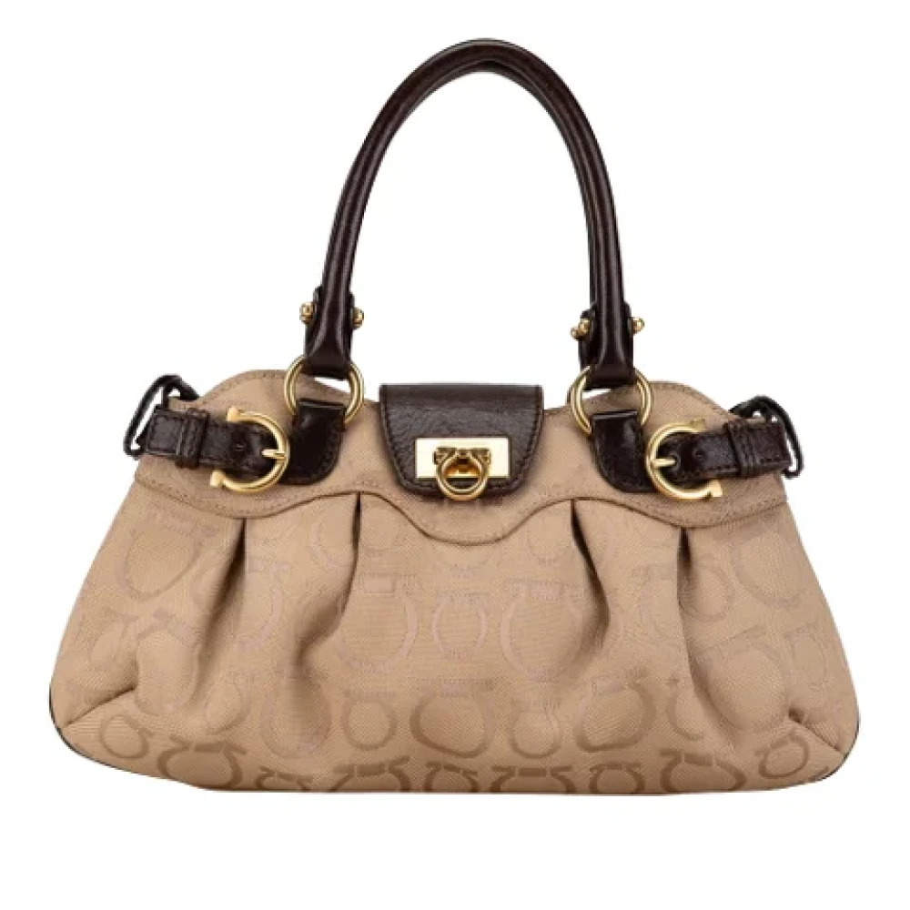 Salvatore Ferragamo Pre-owned Canvas handbags Beige Dames