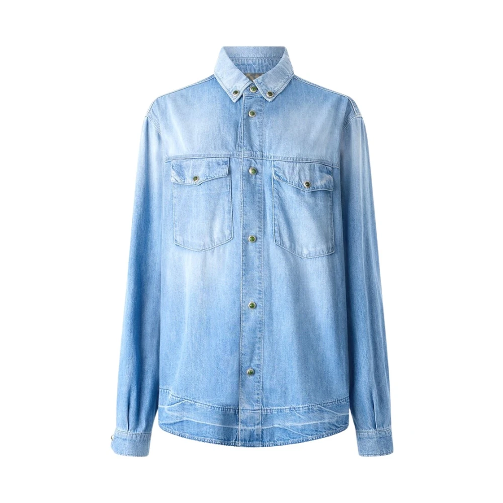 Roberto Cavalli Denim Jewel Button Shirt - Male - Denim Shirts - Blue - M - Shirts