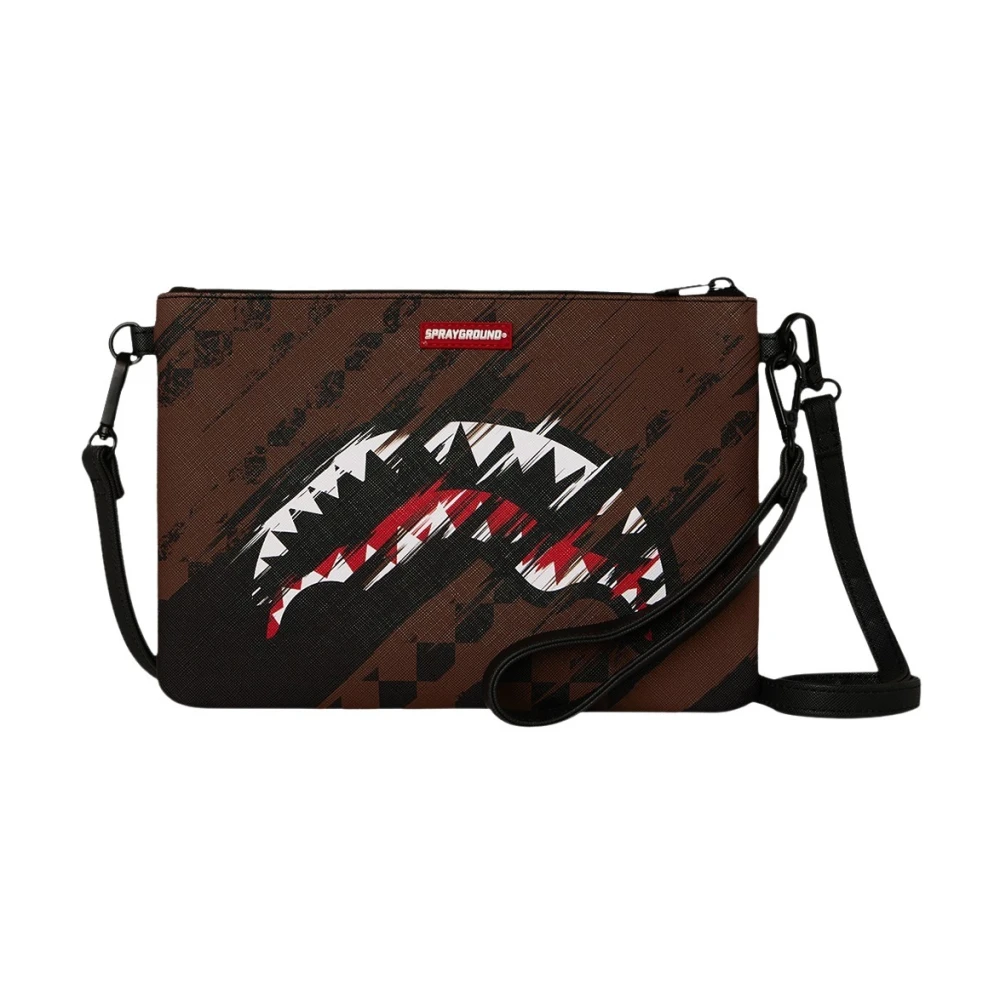 Sprayground Men's Black Cross Body Bags, One Size, Smeared Grunge Crossover Clutch