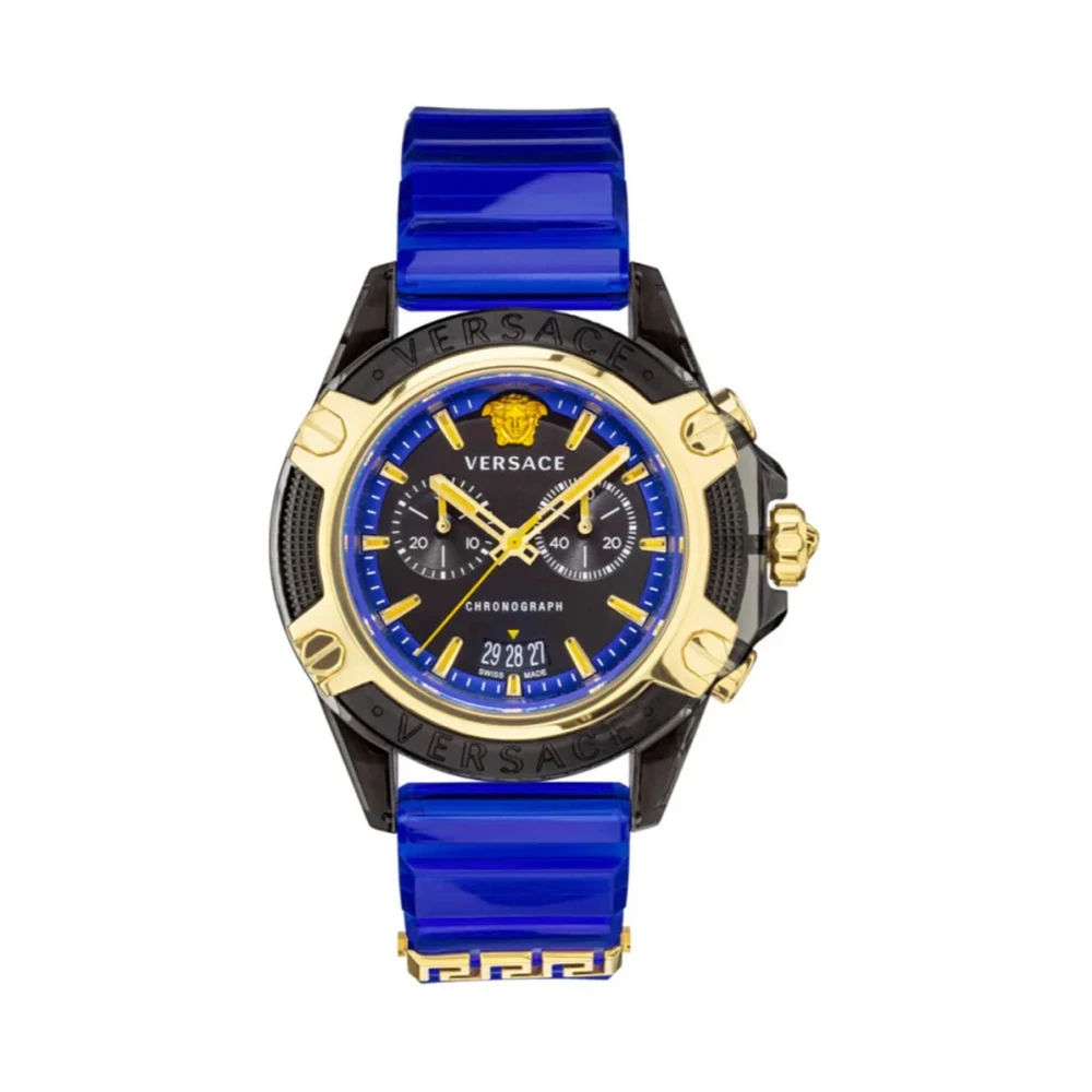 Versace VEZ700521 Icon Active Chrono black gold blue Silicone Unisex Watch NEW - Image 2