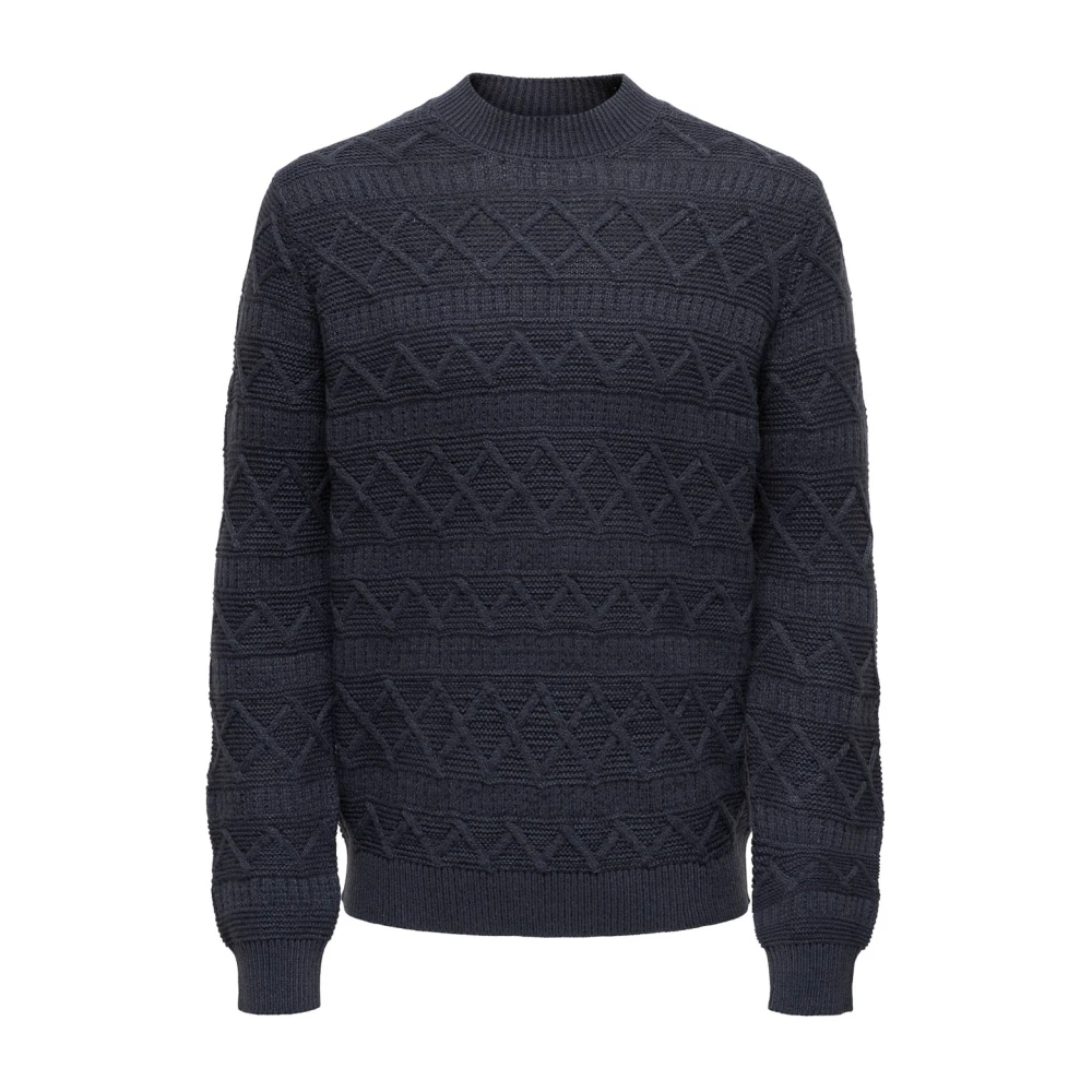 Only & Sons Gestructureerde Crew Neck Gebreide Trui Blue Heren