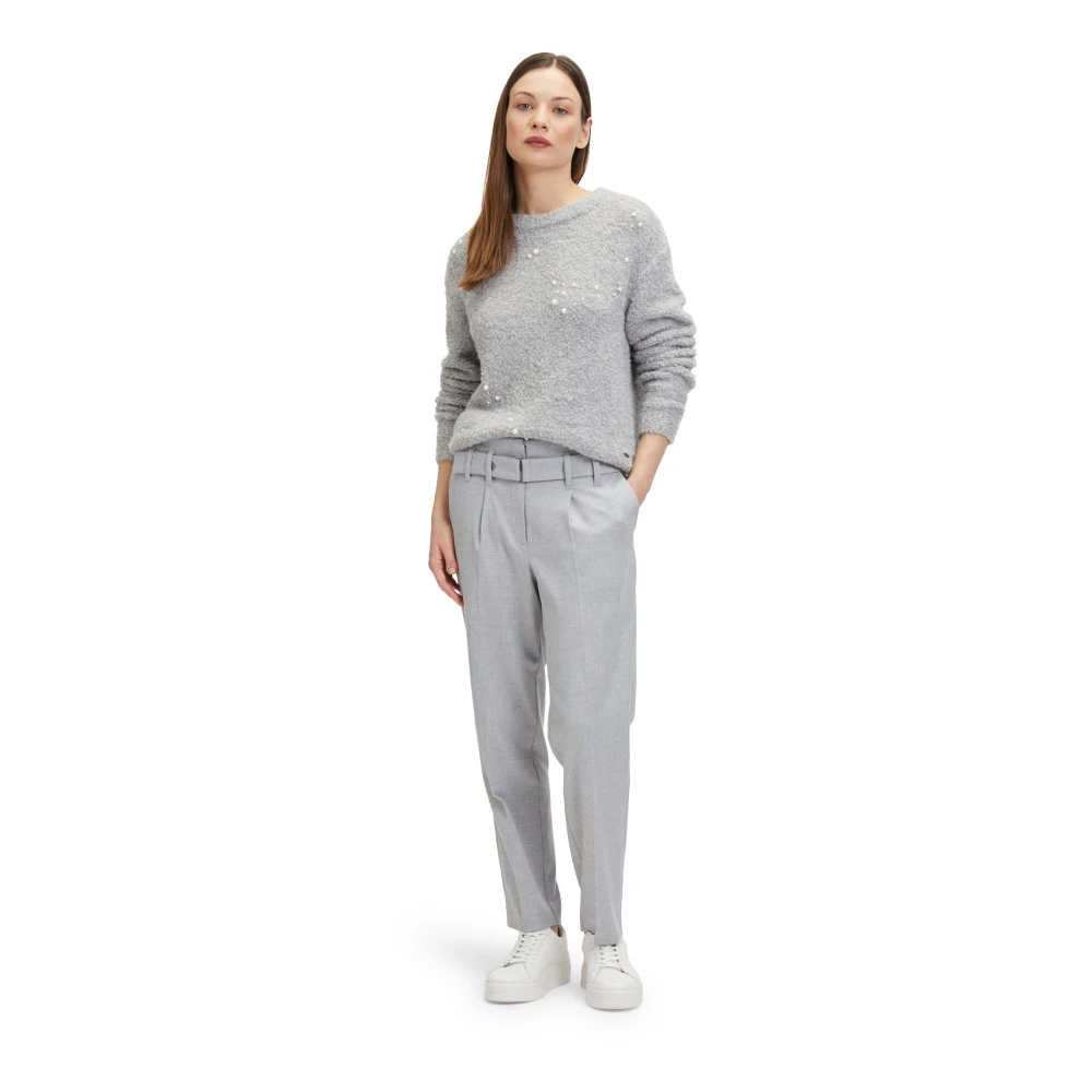 Betty & Co Stoffen broek met riem Gray Dames