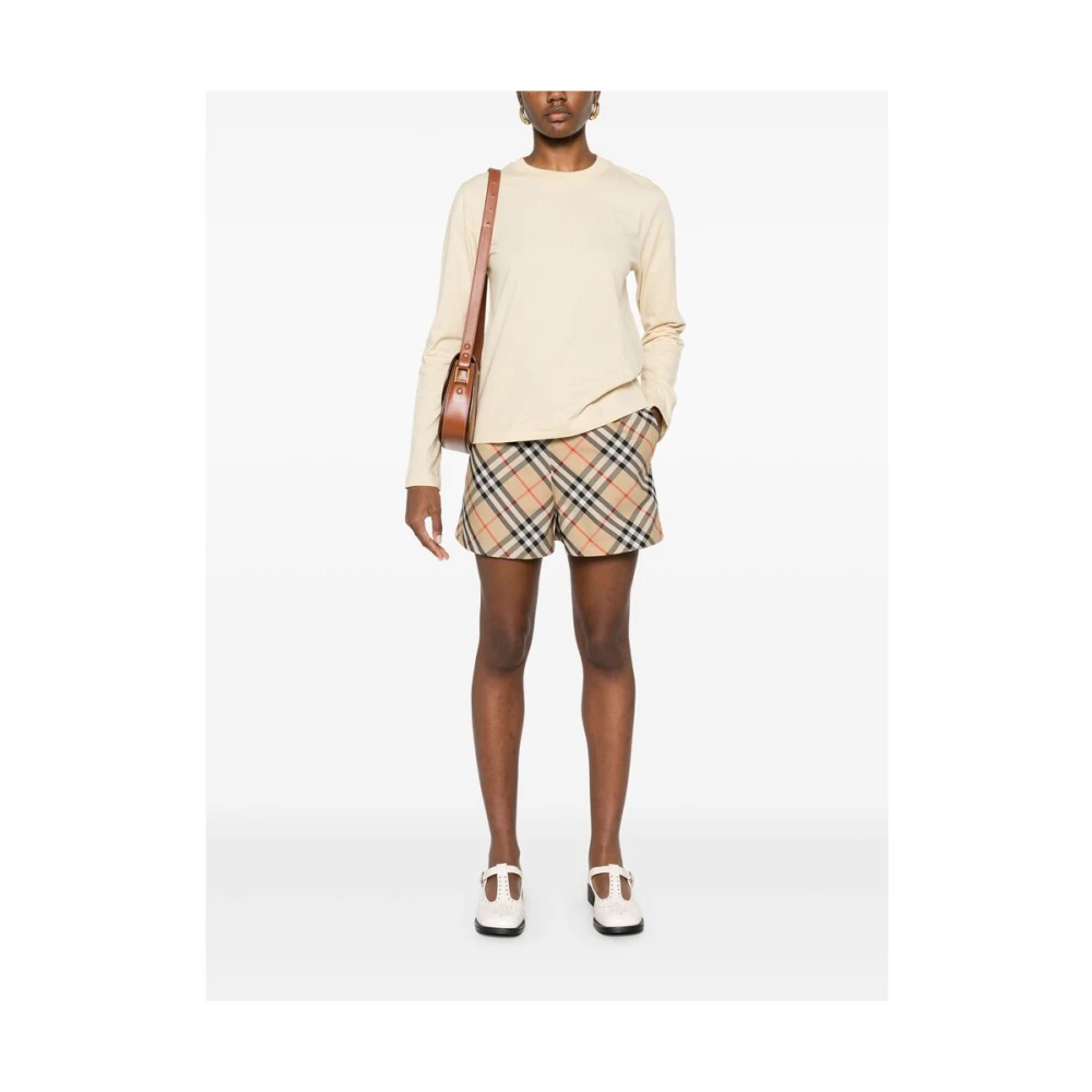 Burberry Beige Trekkoord Elastische Taille Shorts Beige Dames