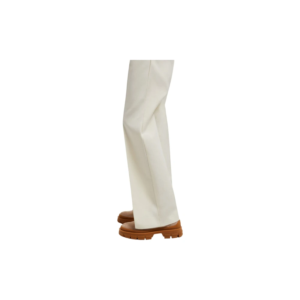 Moncler Wollen Gabardine Broek Off White Dames