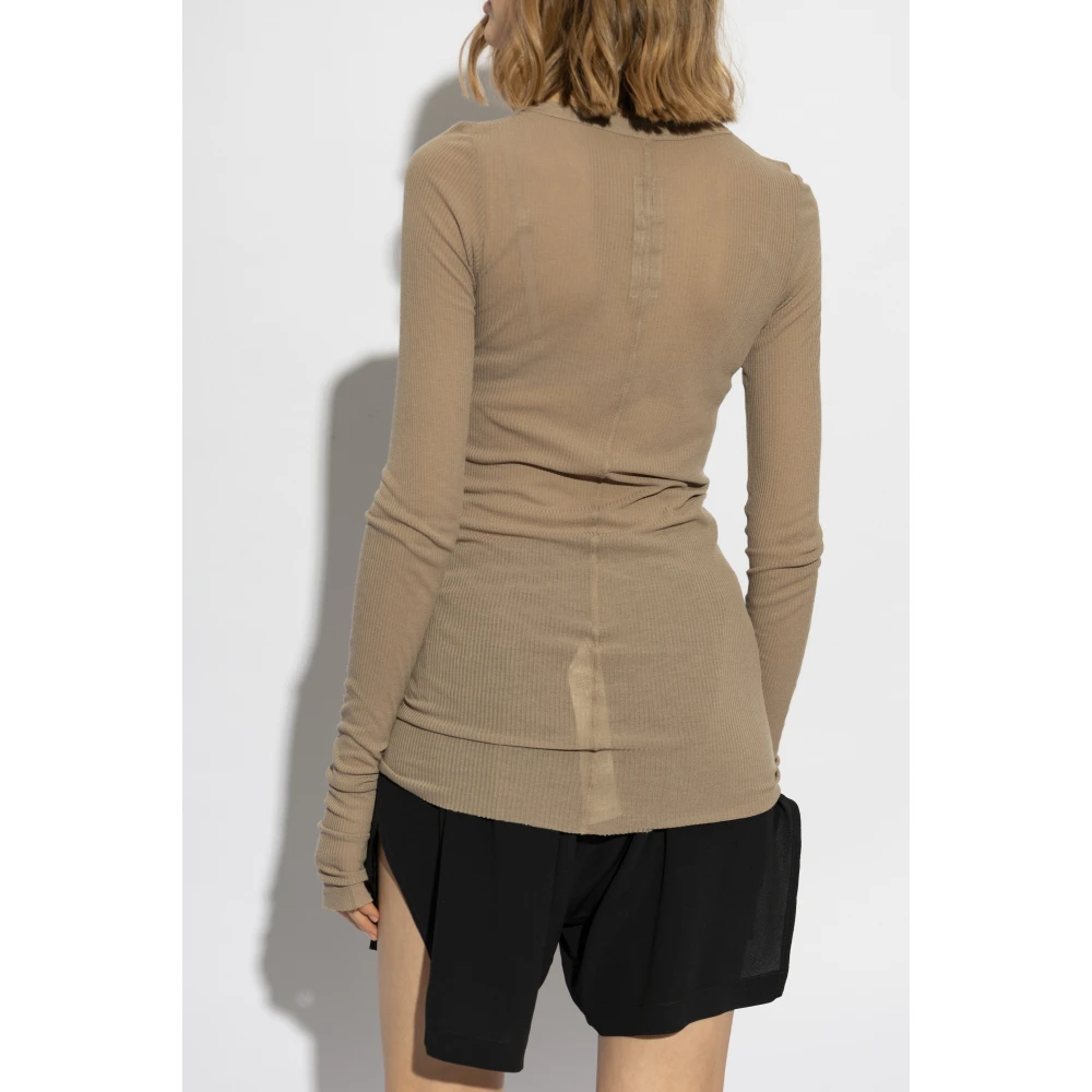 Rick Owens Geribbelde top Rib Beige Dames