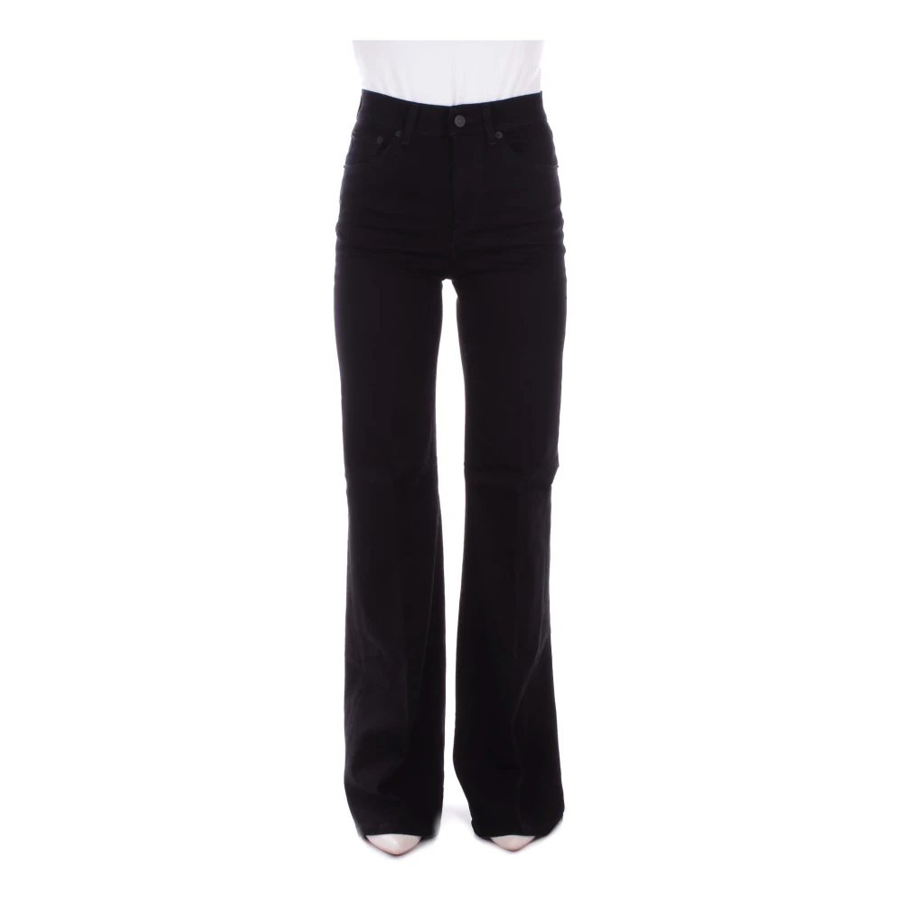 Dondup Zwarte Denim Jeans Rits Knoopsluiting Black Dames