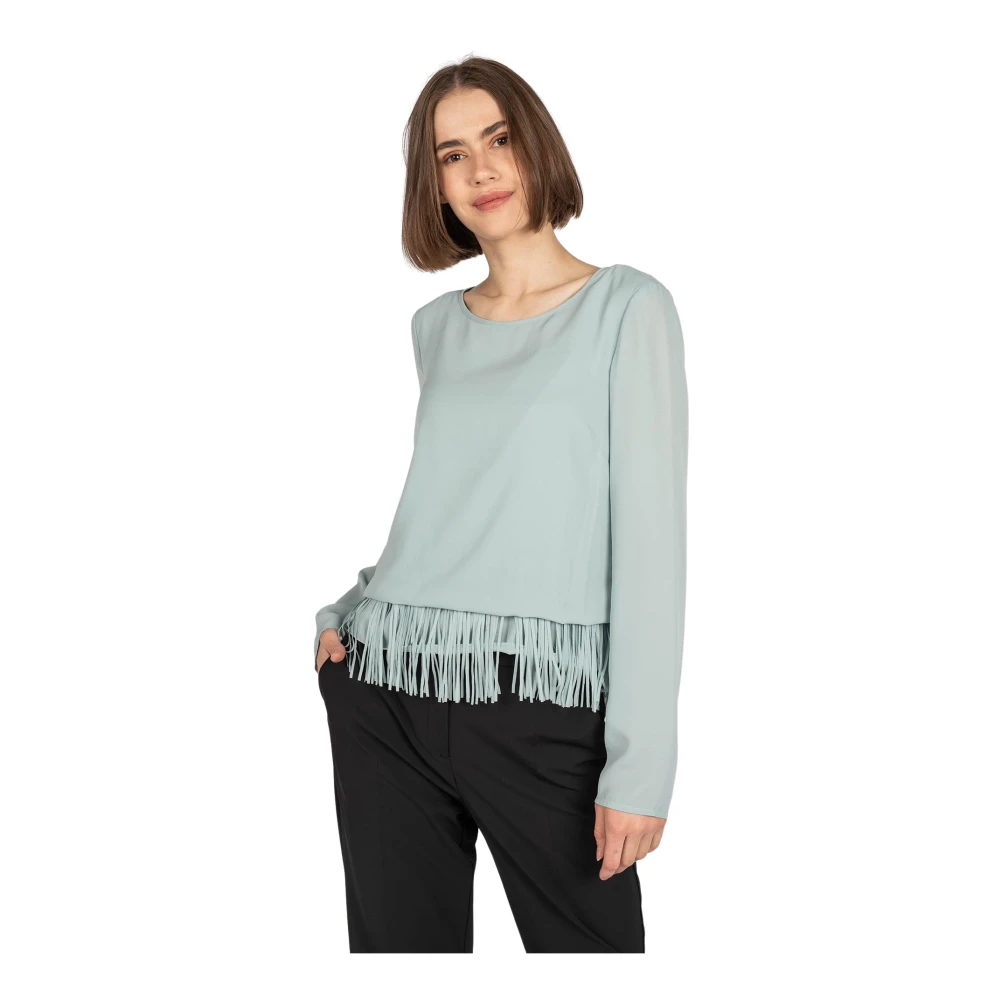 Patrizia Pepe Vrouw Blauw Hoogwaardige Franje Tops En Overhemden
