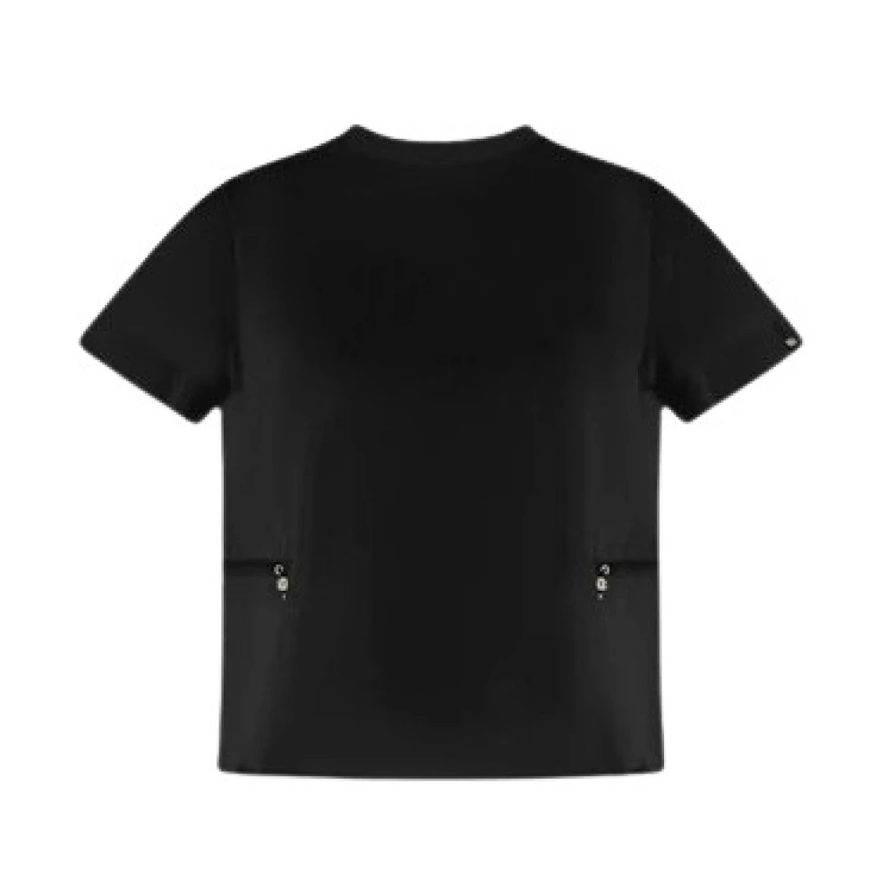 Herno Zwarte Jersey T-shirt met Strakke Taille Black Dames