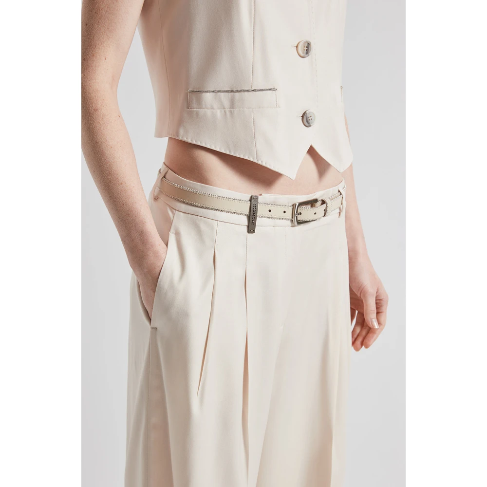 PESERICO Wijde keperbroek Beige Dames