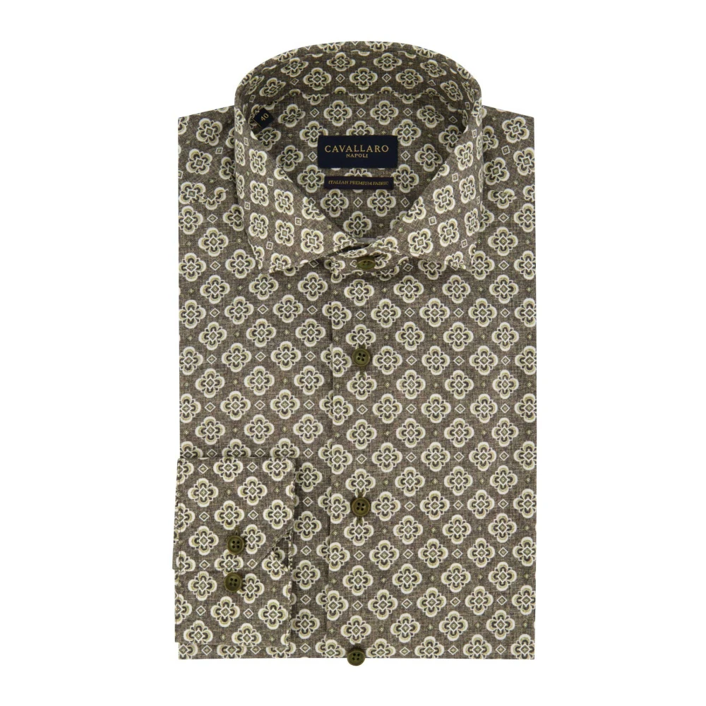 Cavallaro Groen Business Overhemd met Print Green Heren