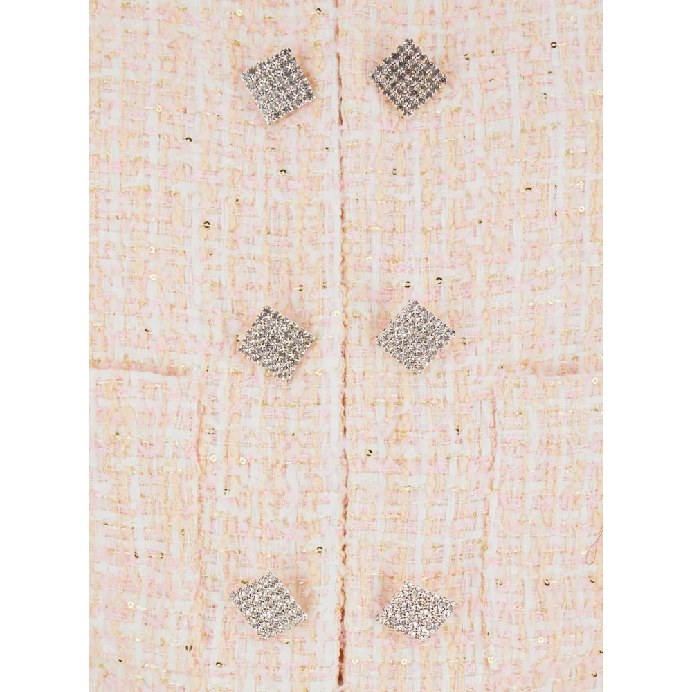 Rotate Birger Christensen Roze Sweater Jas Bouclé Cropped Pink Dames