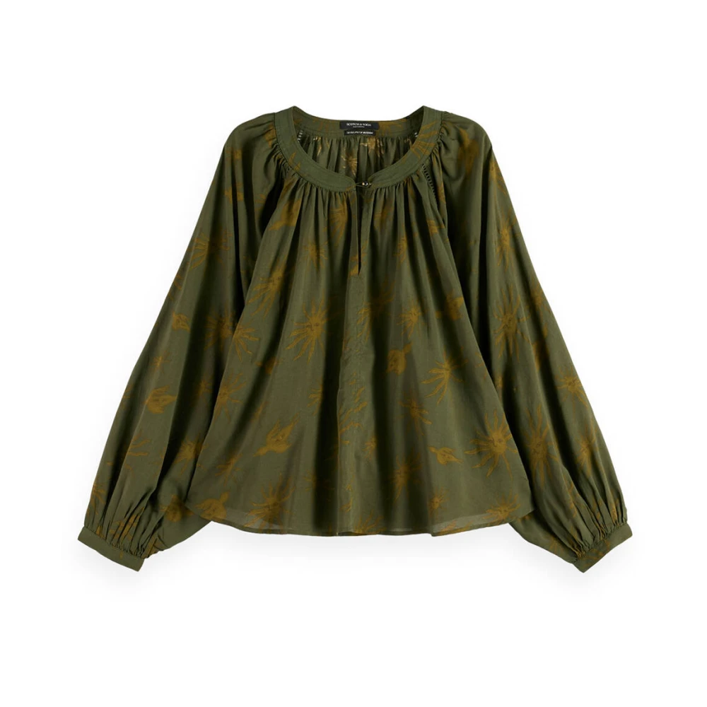 Scotch & Soda Gedrukte Modal Top Blouse Green Dames