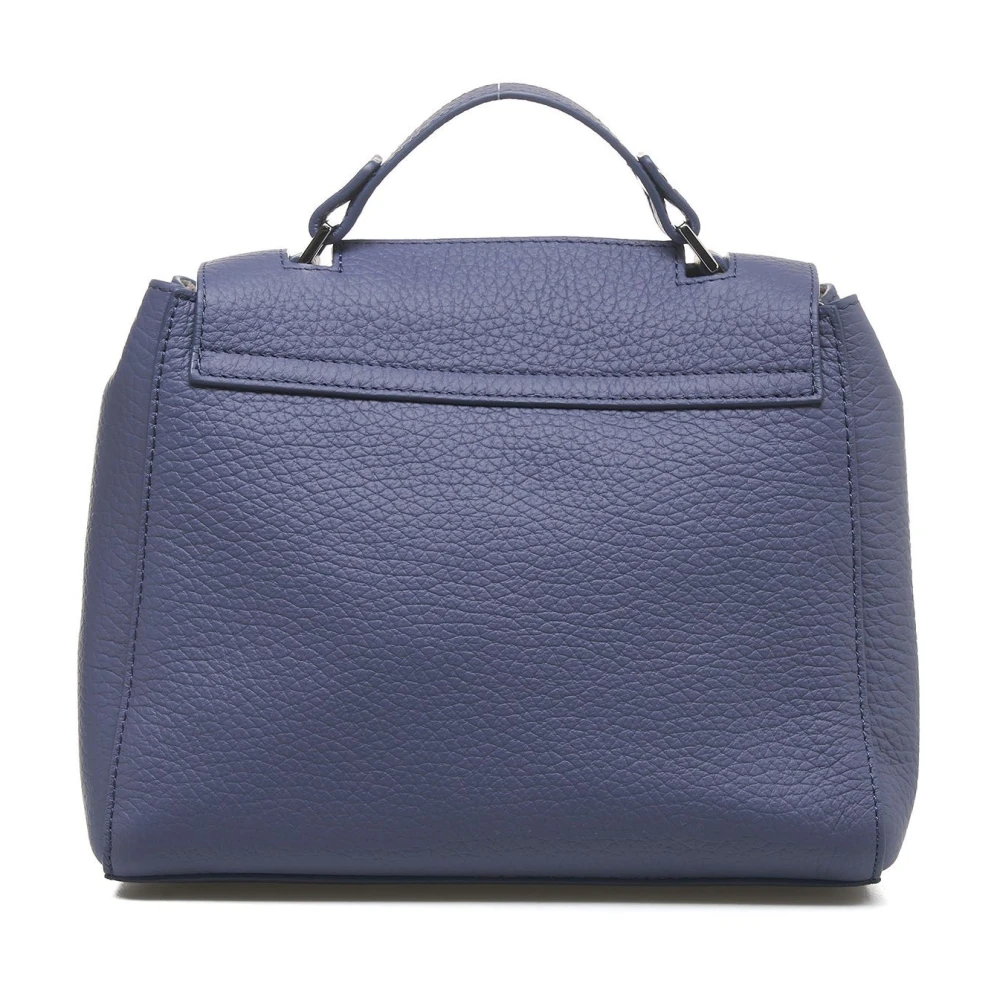 Orciani Blauwe Leren Handtas Sveva Soft Blue Dames