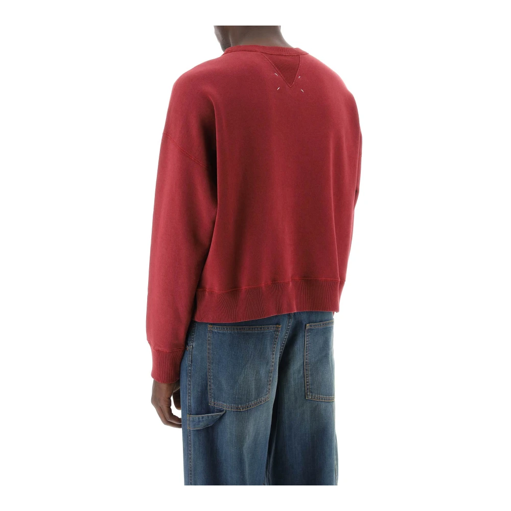 Maison Margiela Sweatshirt met omgekeerd logo van geborsteld katoen Red Heren