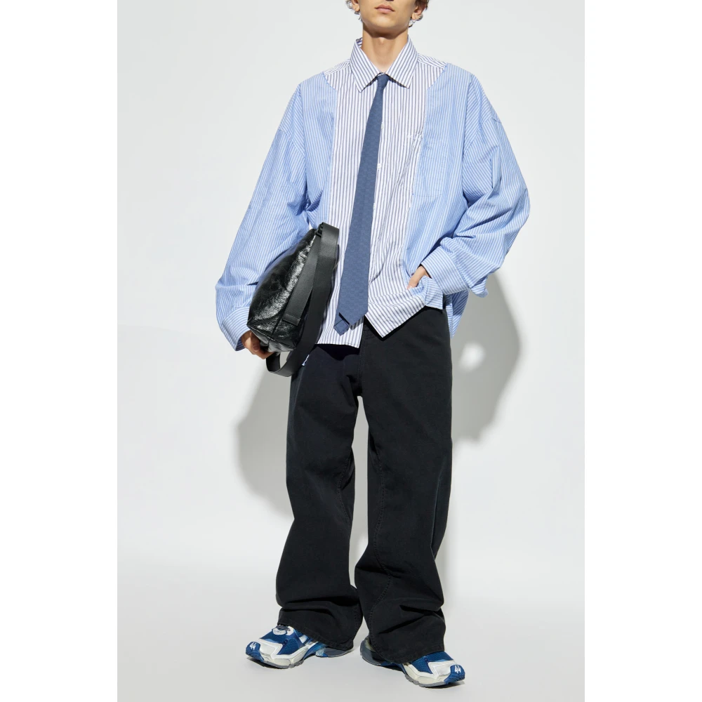 Balenciaga Overhemd met gestreept patroon Blue Heren