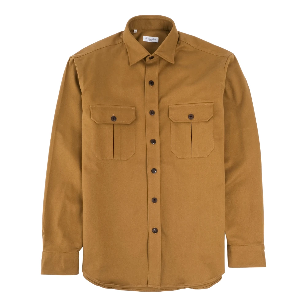 Salvatore Piccolo Militaire Stijl Veldoverhemd Brown Heren