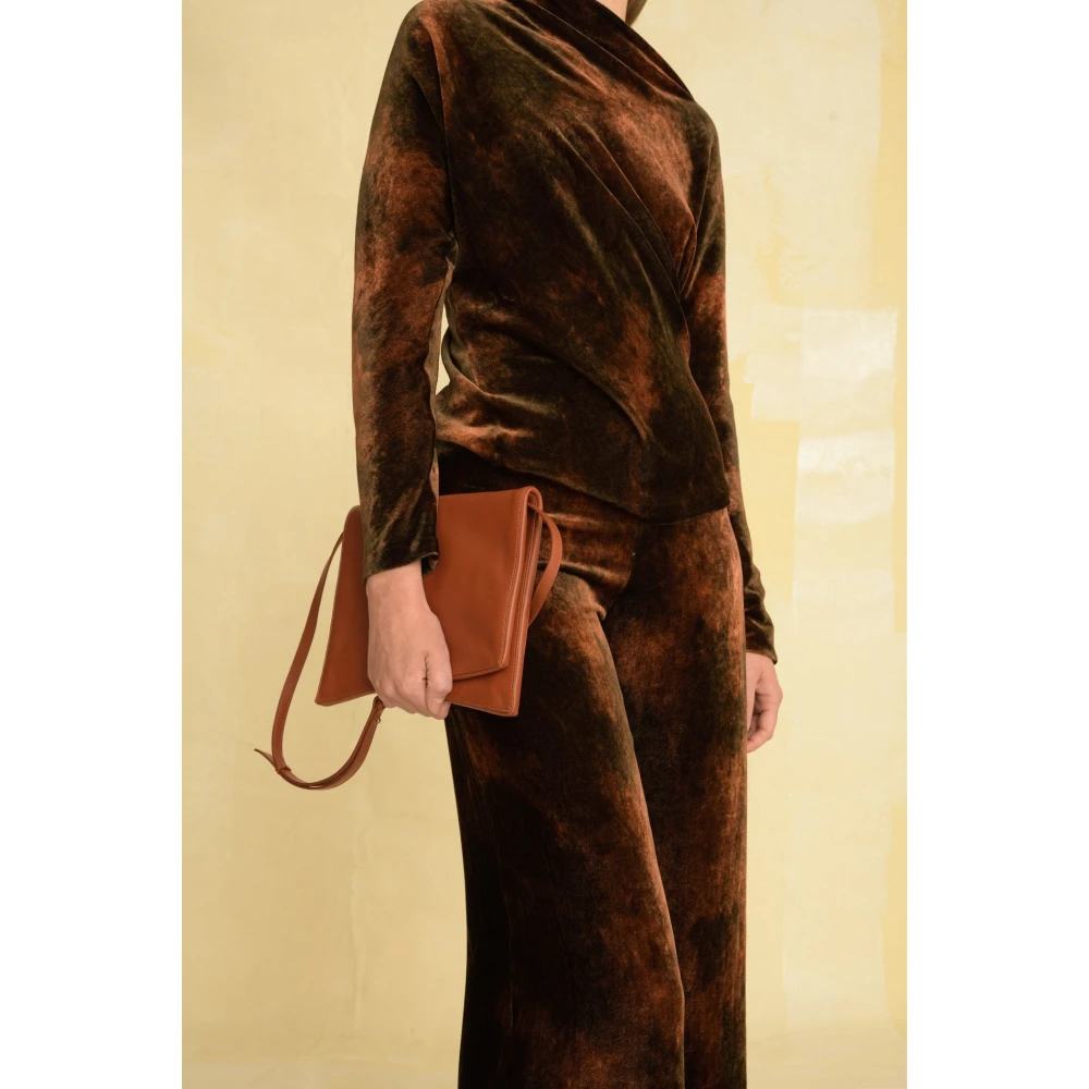 Cortana Angelina asymmetrische fluwelen top Brown Dames