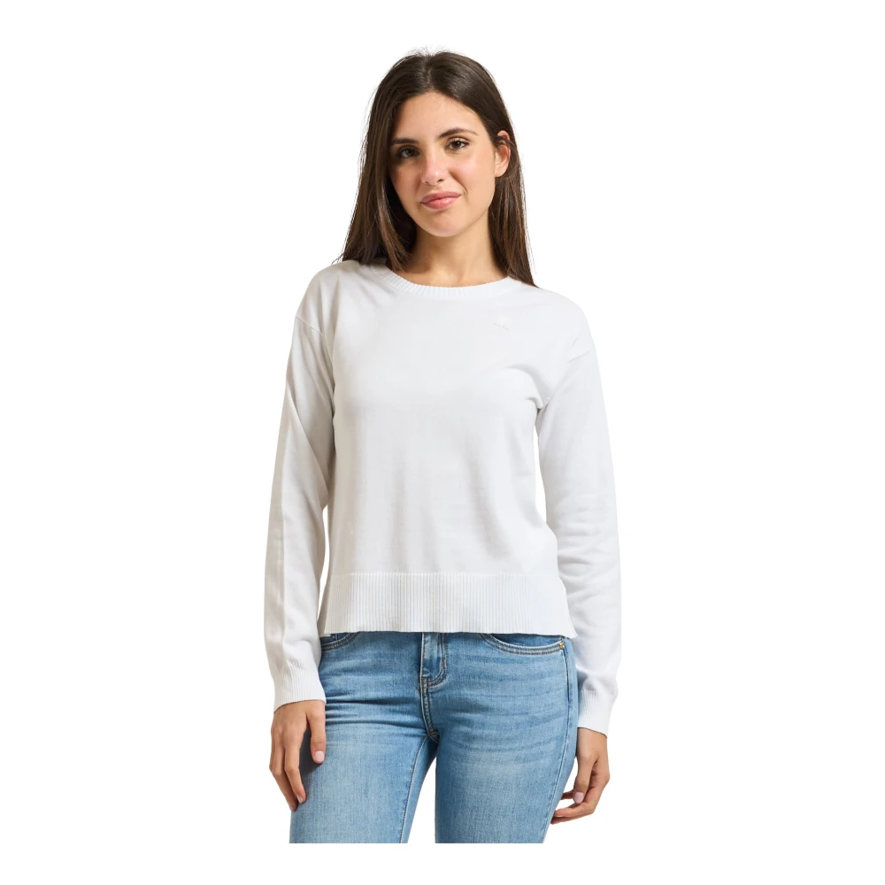 K-Way Damen Weiß Domitine Baumwollpullover