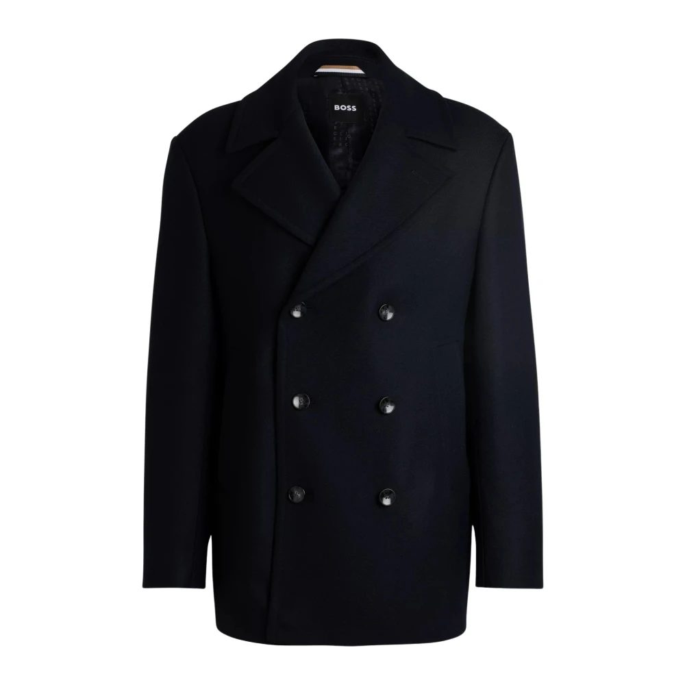 Hugo Boss Klassieke relaxte pasvorm dubbele-breasted jas Blue Heren