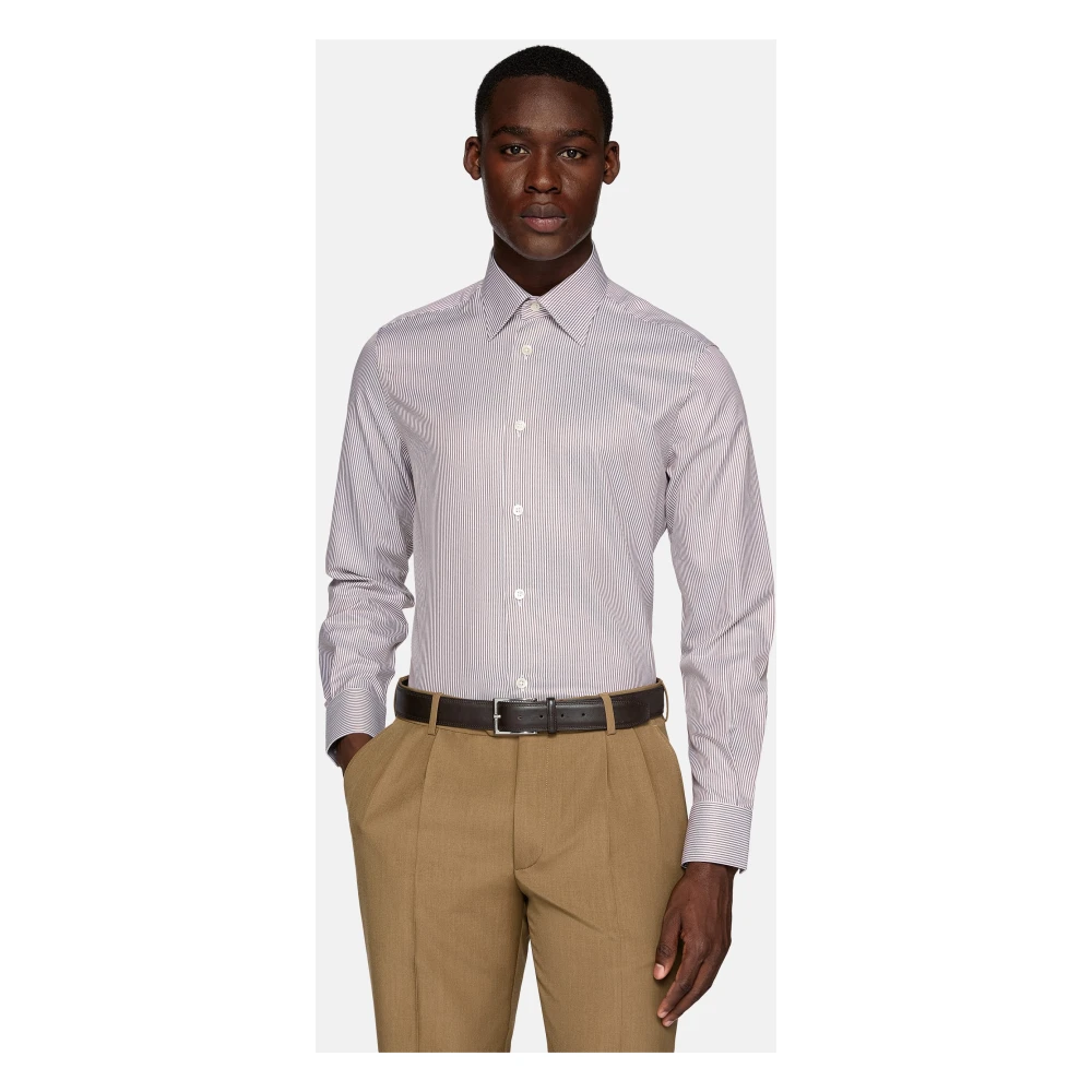 Boggi Milano Regular Fit gestreept overhemd van katoen Brown Heren