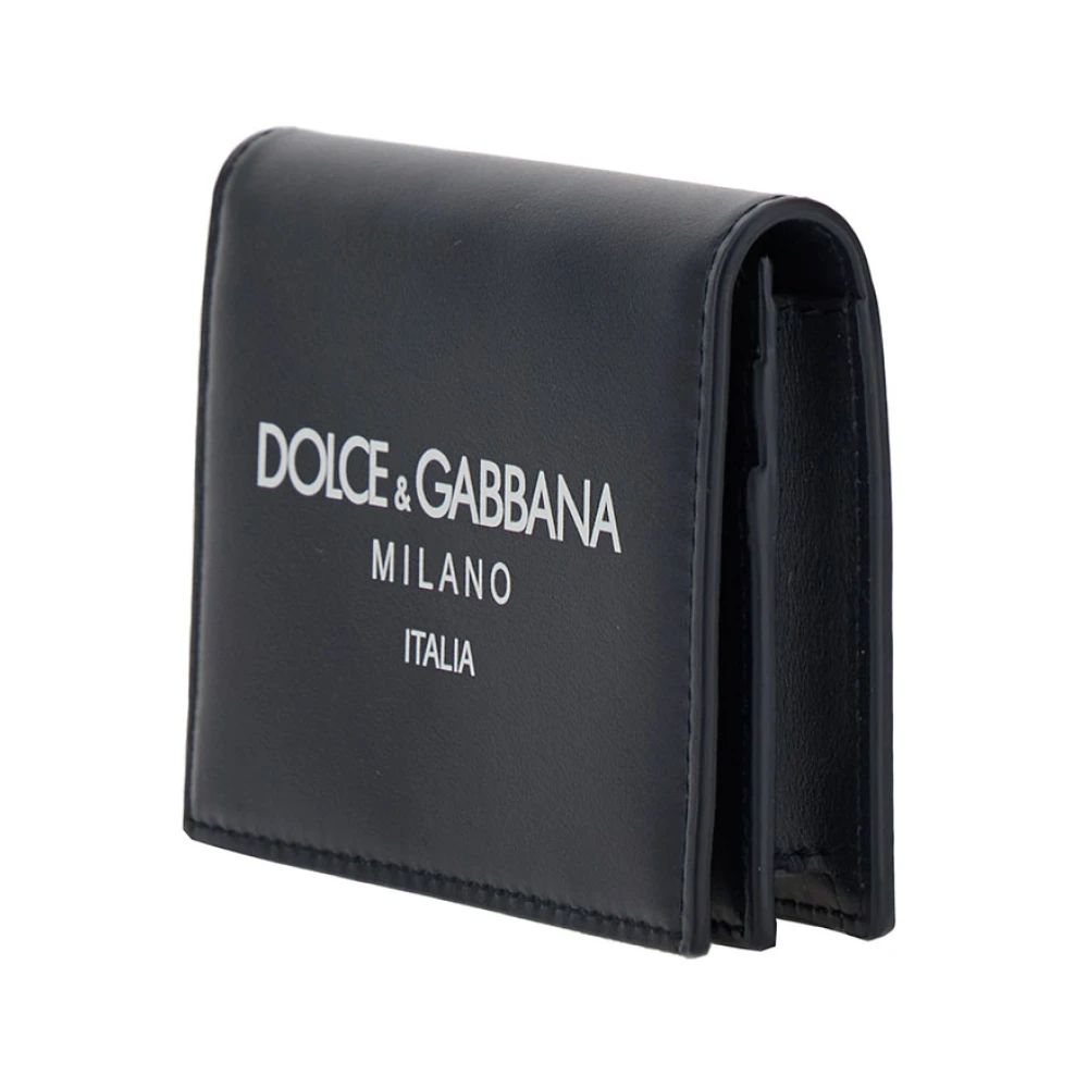 Dolce & Gabbana Zwarte Leren Portemonnee Kaarthouder Black Heren