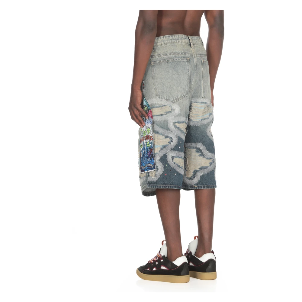 Who Decides War Lichtblauwe Bermuda Shorts met Studs Blue Heren