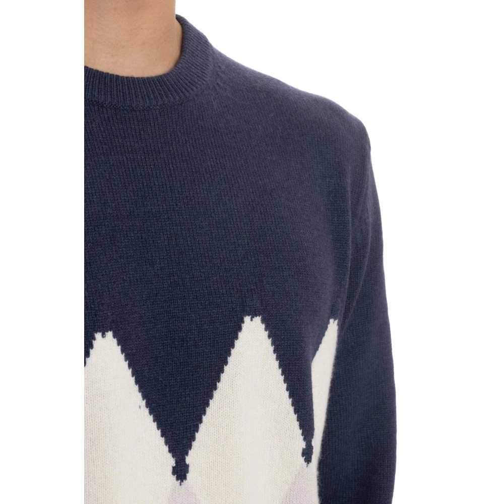Ballantyne Blauwe Classic Diamond Sweater Blue Heren