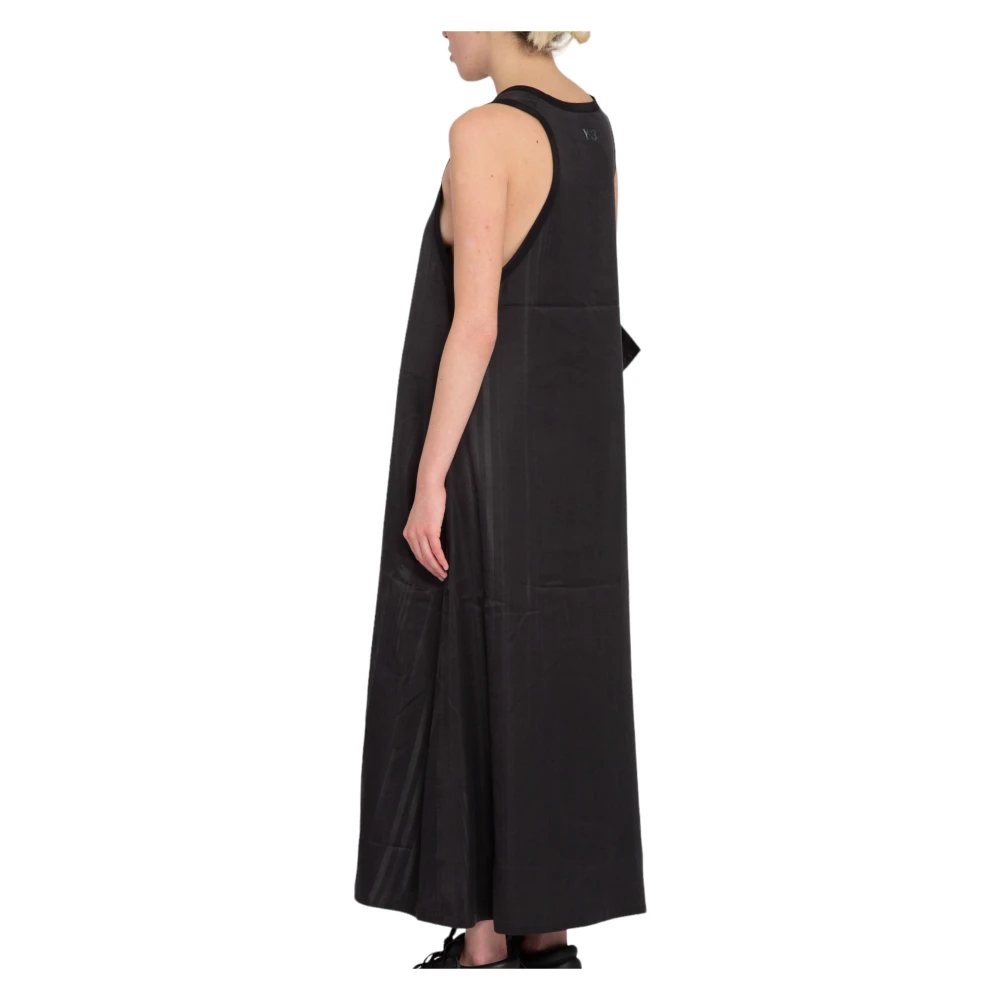 Y-3 Zwarte 3-Stripes Jurk Black Dames