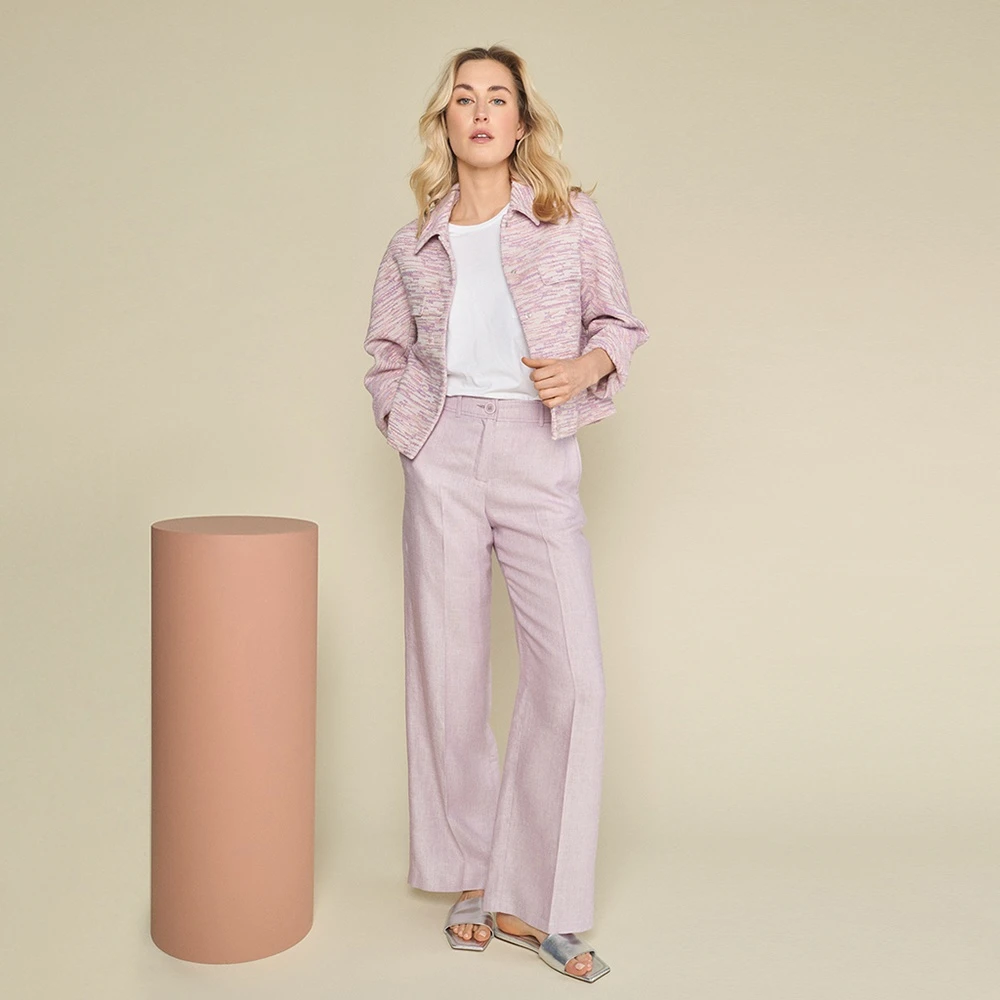 Marie Méro Stijlvolle Lila Oranje Lurex Jas Purple Dames