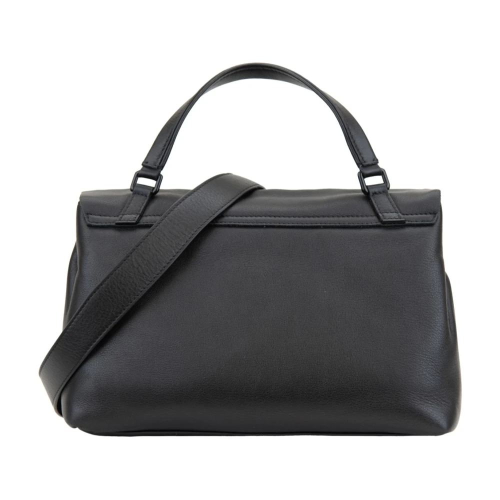 Zanellato Leren Schoudertas met Suède Sluiting Black Dames