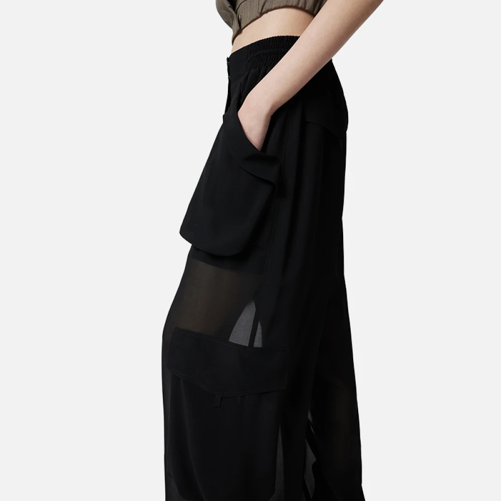 pinko Georgette Slouchy Oversize Relaxte Broek Black Dames