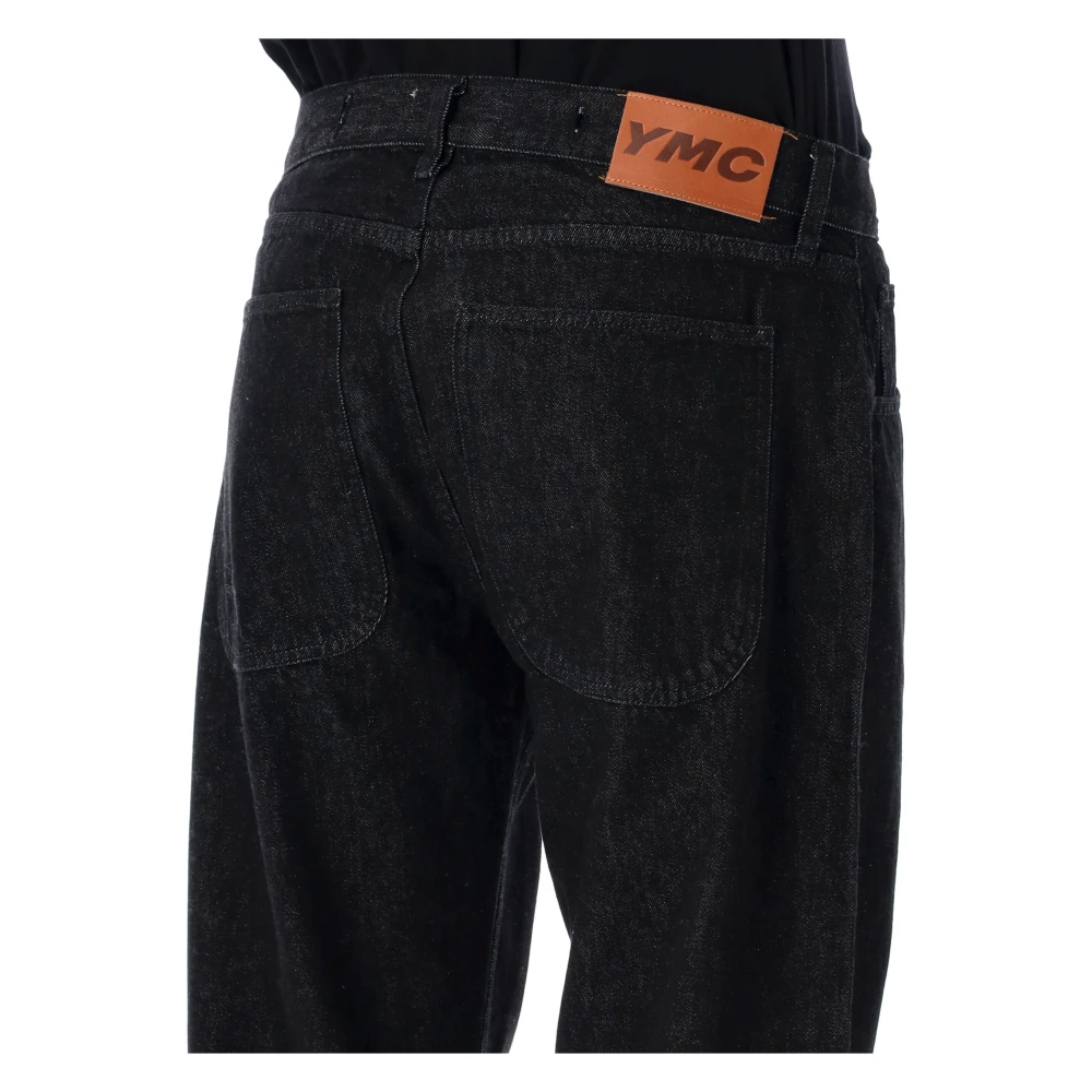 YMC You Must Create Zwarte Wide-Leg Denim Jeans Aw24 Black Heren