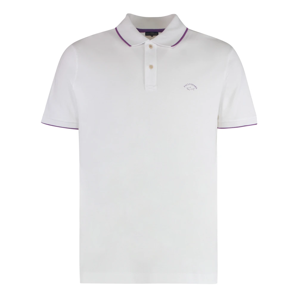 PAUL & SHARK Katoenen Polo Shirt Geribbelde Randen White Heren