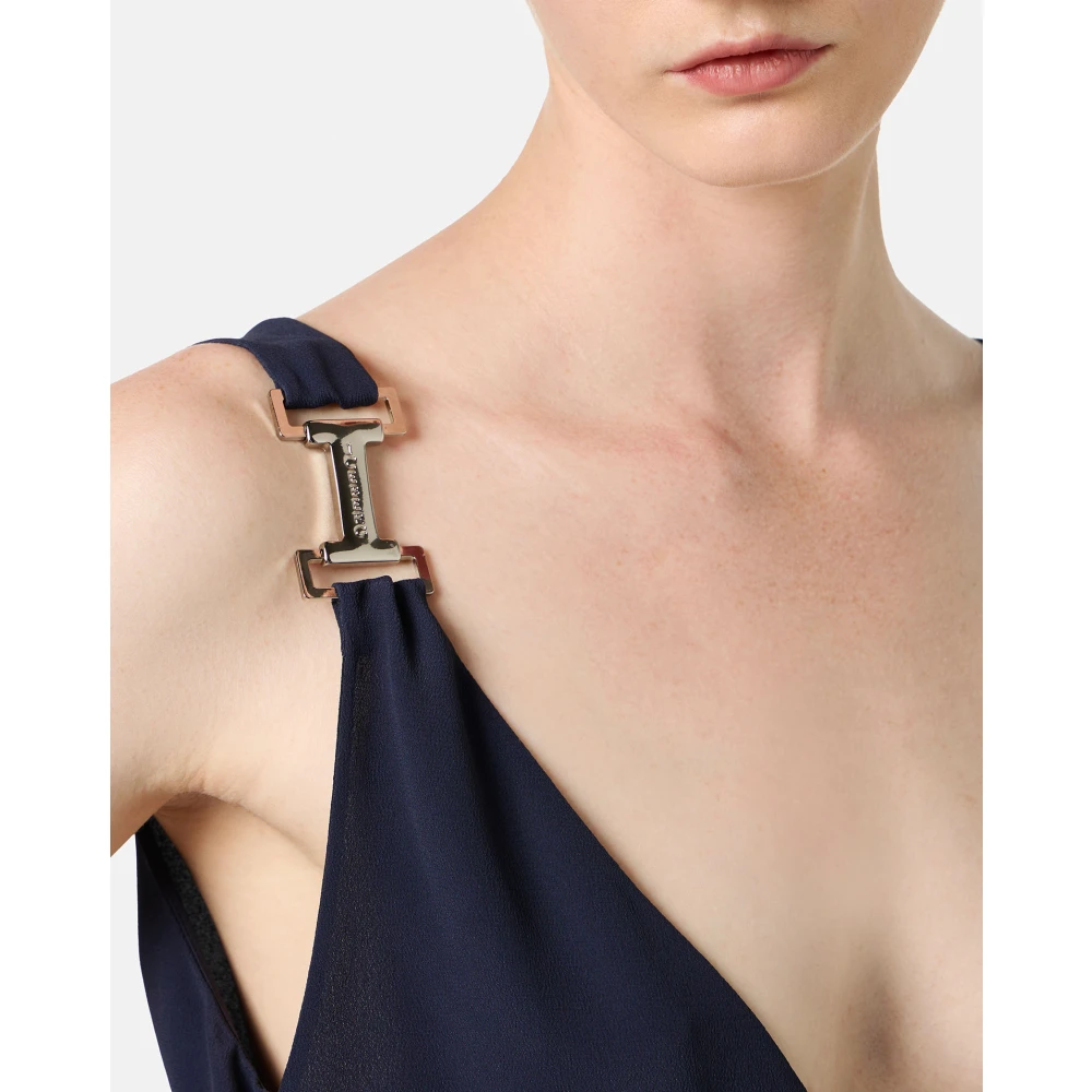 Iceberg Blauwe crepe de chine top met kenmerkende details Blue Dames